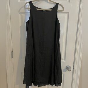 EILEEN FISHER 100% IRISH LINEN Double Layer Lagenlook Dress M black sleeveless